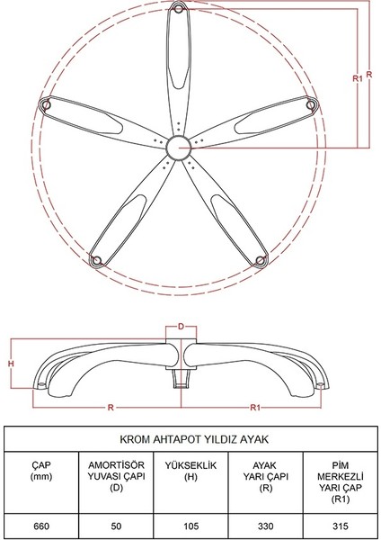 Krom Ahtapot Yıldız Ayak