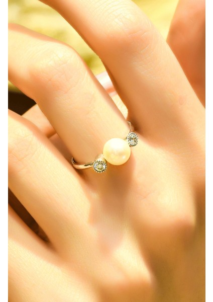 Yanları Taşlı Inci Yüzük 14 Ayar ATS4991 fiyatları