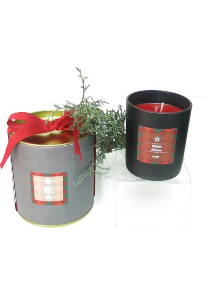 Özel Kutulu Siyah Bardak Apple&cınnamon Kokulu Vegan Kırmızı Mum fiyatları