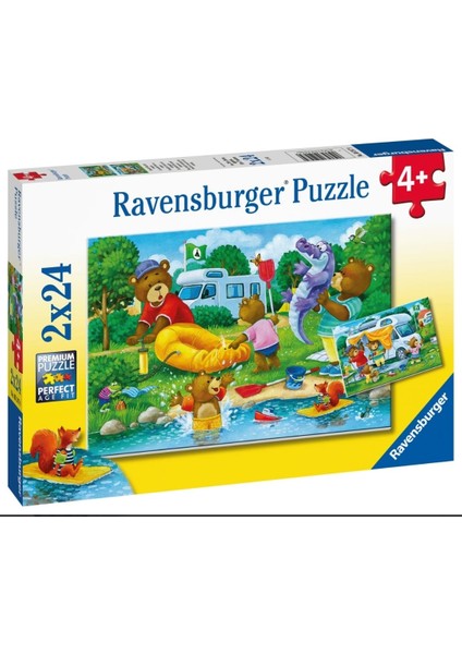 2X24 Parçalı Puzzle Ayı Ailesi Kampta