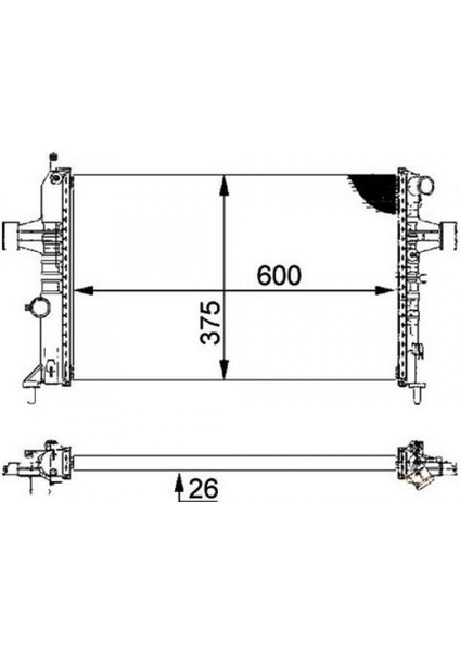 Radyatör Astra G-Zafira 1.4 16V-1.6 16V-1.8 16V-2.0 16V-2.2 16V Ac Klimasiz Mekanik 600X377X34