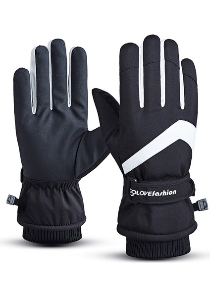 Dokunmatik Ekranlı Kayak Eldivenleri Su Geçirmez Kalın Kadife Sıcak Rüzgar Geçirmez Soğuk Açık Bisiklet Eldivenleri (Yurt Dışından)
