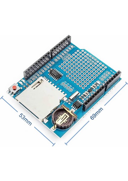 Roba Arduino Sd Kart Rtc Saat Data Kayıt Logger Shield DS1307 2x LED Prototip Pcb Alanı Reset Butonu