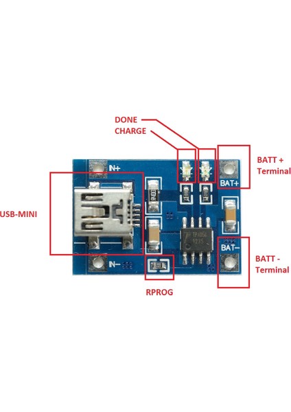 Roba Lityum Pil 18650 Şarj Devresi TP4056 1A Li-Ion Mini USB Soket Yeni
