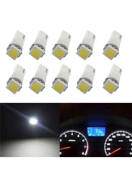 5X10 Adet Beyaz Araba T5 5050 Metre Lamba Ampul LED Göstergesi 5 Adet (Yurt Dışından)