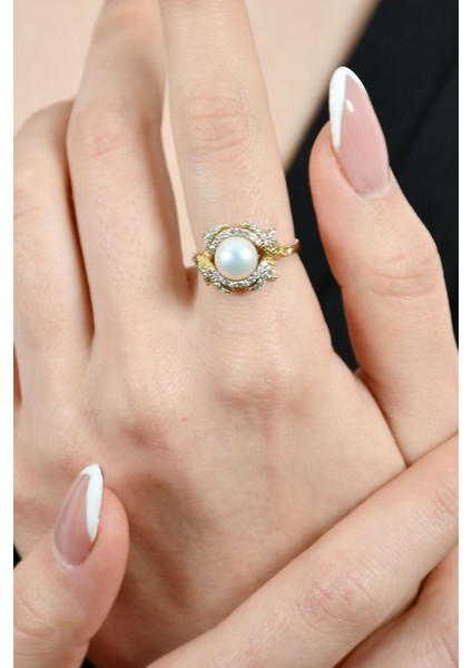 Taşlı Inci Detaylı Yüzük 14 Ayar A022841 fiyatları