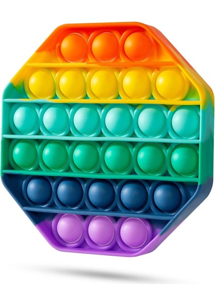 Pop It Push Bubble Fidget Özel Pop Duyusal Oyuncak Zihinsel Stres Oyunu Popit Gökkuşağı