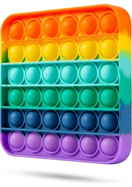 Pop It Push Bubble Fidget Özel Pop Duyusal Oyuncak Zihinsel Stres Oyunu Popit Gökkuşağı