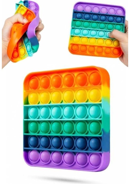 Pop It Push Bubble Fidget Özel Pop Duyusal Oyuncak Zihinsel Stres Oyunu Popit Gökkuşağı