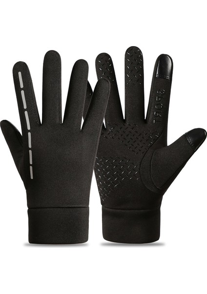 Sonbahar ve Kış Erkek Bisiklet Açık Dokunmatik Ekran Kadife Kalın Pamuklu Bisiklet Motosiklet Kayak Eldivenleri (Yurt Dışından)