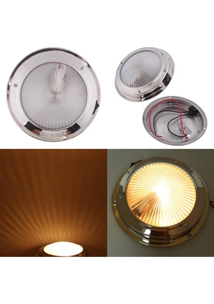 Yuvarlak LED Tavan Kubbe Işığı Paslanmaz Çelik Gövde 138MM 12V 10W Sıcak Işık (Yurt Dışından)