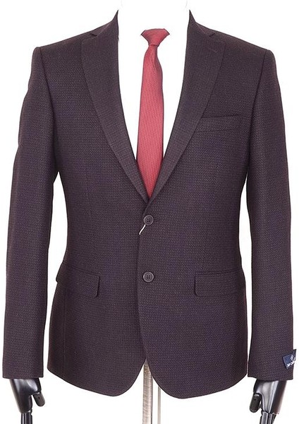 Yünlü Erkek Regular Fit Mono Yaka Mor Drop 6 Tek Ceket