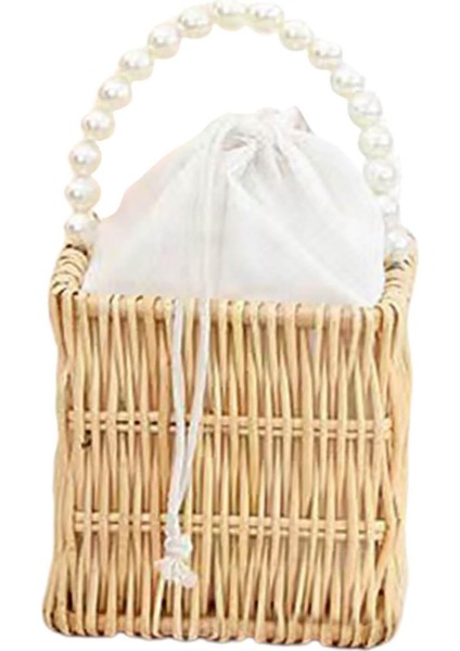 Kadınlar Için Rattan Çantası Boho Tarzı Yaz Meydanı Için Üst Sap Saman Çantası