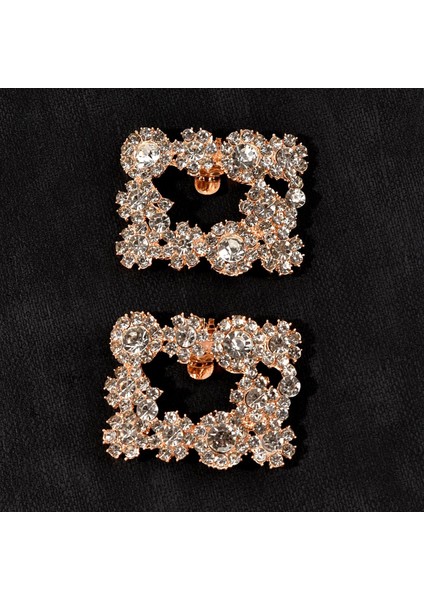 2x Rhinestone Ayakkabı Klipler Gelin Ayakkabı Cazibe Aksesuarları Düğün Dekoru Altın