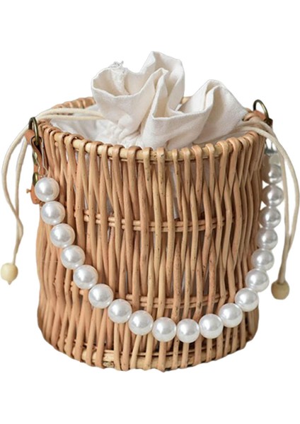 Kadınlar Için Rattan Çantası Boho Tarzı Üst Sap Saman Çantası Yaz Turu Için