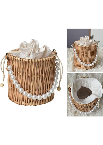 Kadınlar Için Rattan Çantası Boho Tarzı Üst Sap Saman Çantası Yaz Turu Için fırsatları