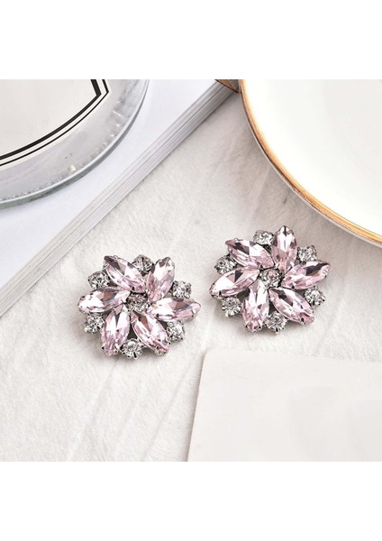 2pcs Rhinestone Ayakkabı Klipleri Mücevher Kristal Ayakkabı Tokası Gelinlik Elmas Gri(Yurt Dışından)