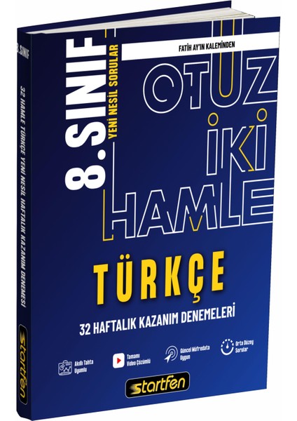 8. Sınıf Türkçe 32 Hatfalık Kazanım Denemeleri (Ciltli)