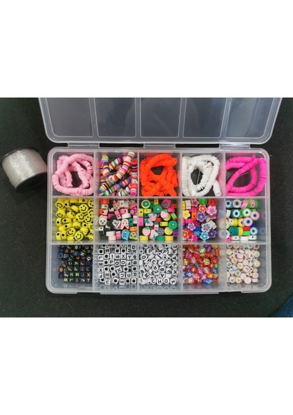Polimer Fimo Takı Yapım Seti Misinalı Boncuk Set Hobi