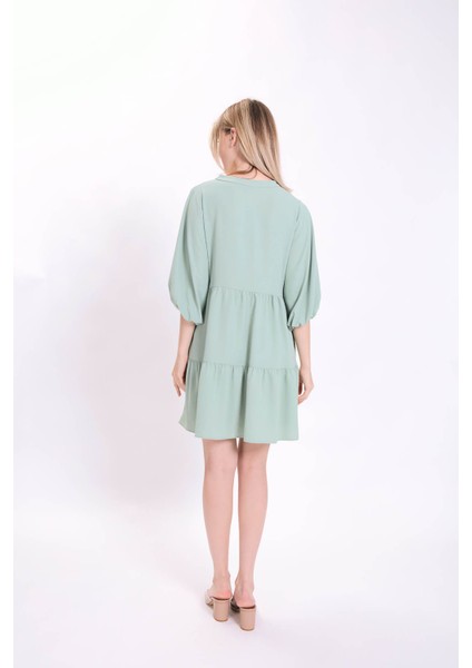 V Yaka Balon Kol Geniş Kesim Elbise indirimleri