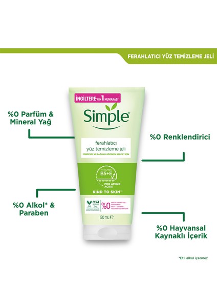 Kind to Skin Ferahlatıcı Yüz Temizleme Jeli B5+E Vitamini Pürüzsüz Ve Sağlıklı Gözüken Bir Cilt İçin 150 ml