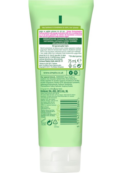 Kind To Skin Pürüzsüzleştirici Peeling Saf Pirinç Granülleri Doğal Ve Sağlıklı Görünen Bir Cilt İçin 75 ml