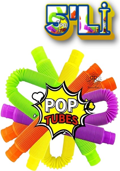 Fidget 5 Adet Stres Giderici Popit Pop Tubes Oyuncak