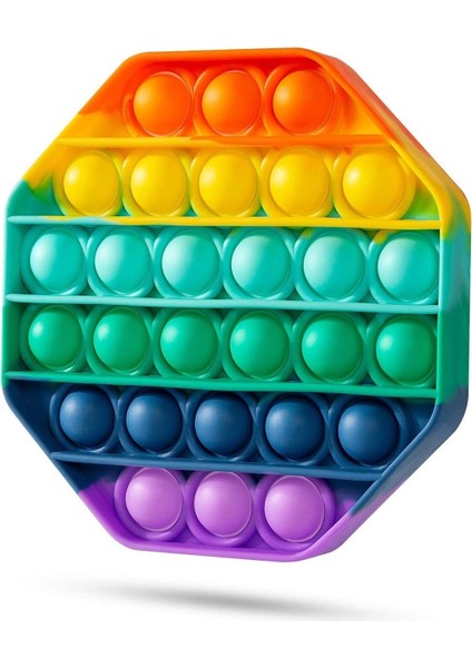 Pop It Push Bubble Fidget Özel Pop Duyusal Oyuncak Zihinsel Stres Oyunu Popit Gökkuşağı