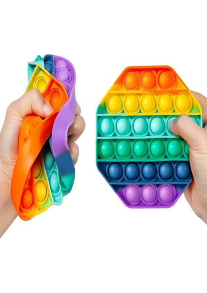 Pop It Push Bubble Fidget Özel Pop Duyusal Oyuncak Zihinsel Stres Oyunu Popit Gökkuşağı