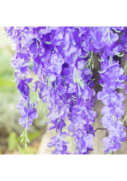 12 Parça Yapay Ipek Wisteria Çiçek Asılı Ipek Asma Rattan Sahte Çalı Çiçek Ev Partisi Için Düğün Bahçe Açık Yeşillik Dekorasyon 3.67 Feet (Mor) indirimleri
