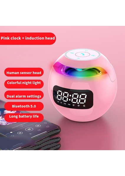 Kablosuz Bluetooth Hoparlörlü Saat - Pembe (Yurt Dışından)