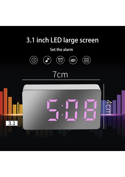 Mini Masa Çalar Saat Dijital Ayna LED Sıcaklık USB Komidin Seyahat Saatleri Yatak Odası Oturma Ev Dekor Için, Yeşil (Yurt Dışından)