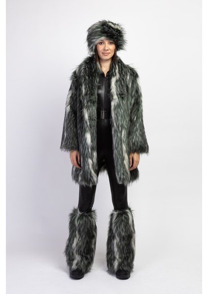 Sd Yeşil Kürk Ceket Üçlü Takım