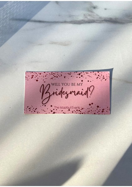 Pembe Yıldızlı Nedime/bridesmaids Kartları - Nedimem Olur Musun Kartları - Will You Be My Bridesmaid