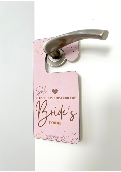 Gold Yıldızlı Gelin Odası Kapı Kolu Askısı ve Nedime/bridesmaids Kartları Seti