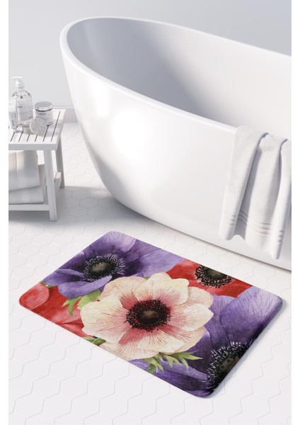 Mikrofiber Banyo Paspası, Kaymaz Taban, Makinede Yıkanabilir, Banyo Halısı (50X80)