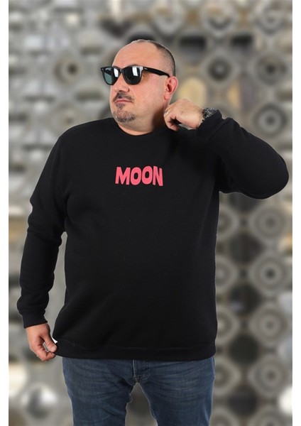 Büyük Beden Erkek Sweat Moon 22731 Siyah
