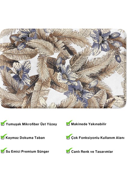 Mikrofiber Banyo Paspası, Kaymaz Taban, Makinede Yıkanabilir, Banyo Halısı