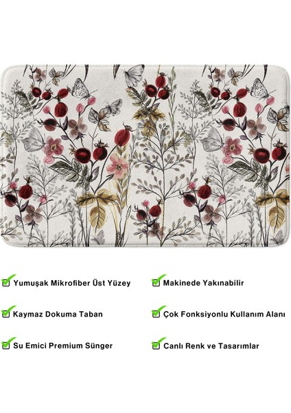 Mikrofiber Banyo Paspası, Kaymaz Taban, Makinede Yıkanabilir, Banyo Halısı