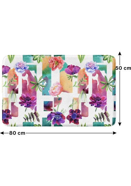 Mikrofiber Banyo Paspası, Kaymaz Taban, Makinede Yıkanabilir, Banyo Halısı (50X80)