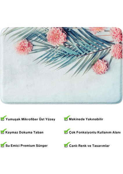Mikrofiber Banyo Paspası, Kaymaz Taban, Makinede Yıkanabilir, Banyo Halısı (50X80)