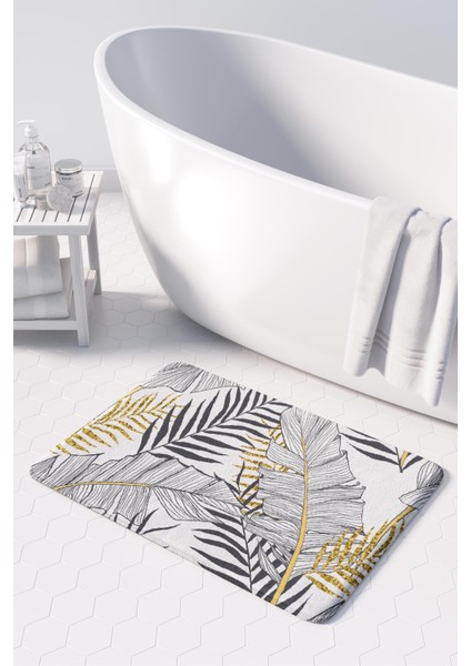 Mikrofiber Banyo Paspası, Kaymaz Taban, Makinede Yıkanabilir, Banyo Halısı (50X80)