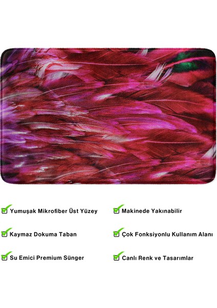 Mikrofiber Banyo Paspası, Kaymaz Taban, Makinede Yıkanabilir, Banyo Halısı (50X80)