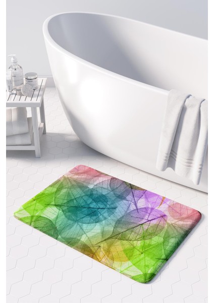 Mikrofiber Banyo Paspası, Kaymaz Taban, Makinede Yıkanabilir, Banyo Halısı (50X80)