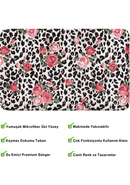 Mikrofiber Banyo Paspası, Kaymaz Taban, Makinede Yıkanabilir, Banyo Halısı (50X80)