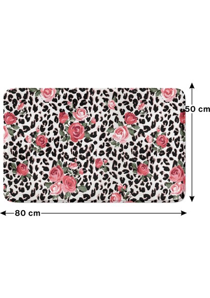 Mikrofiber Banyo Paspası, Kaymaz Taban, Makinede Yıkanabilir, Banyo Halısı (50X80)