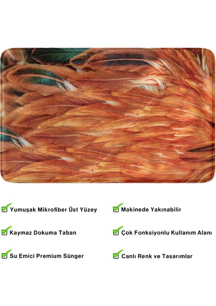 Mikrofiber Banyo Paspası, Kaymaz Taban, Makinede Yıkanabilir, Banyo Halısı (50X80)