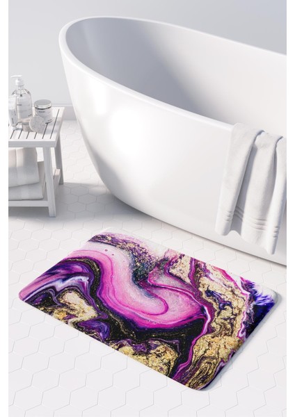 Mikrofiber Banyo Paspası, Kaymaz Taban, Makinede Yıkanabilir, Banyo Halısı (50X80)