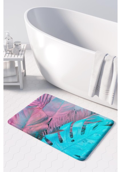 Mikrofiber Banyo Paspası, Kaymaz Taban, Makinede Yıkanabilir, Banyo Halısı (50X80)