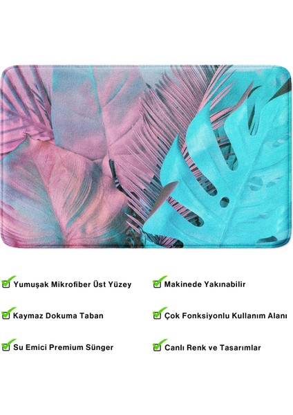 Mikrofiber Banyo Paspası, Kaymaz Taban, Makinede Yıkanabilir, Banyo Halısı (50X80)